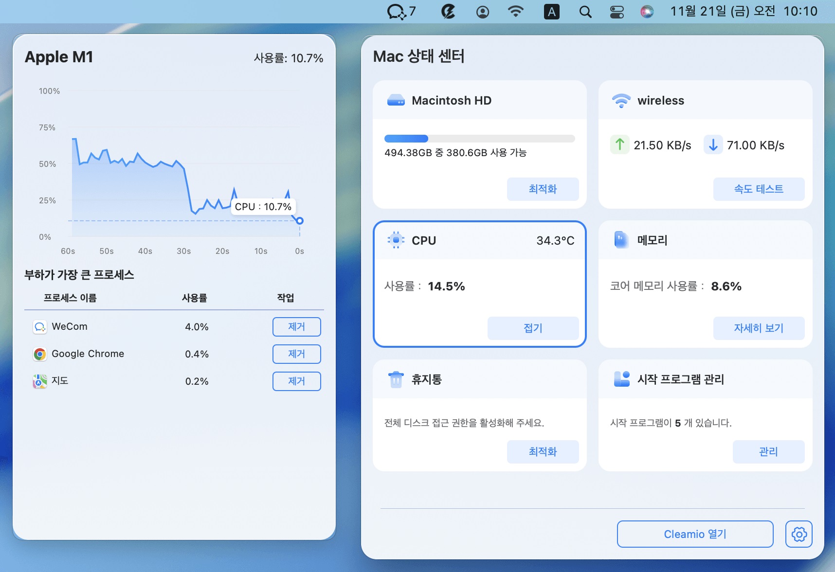 맥 CPU 사용량 확인