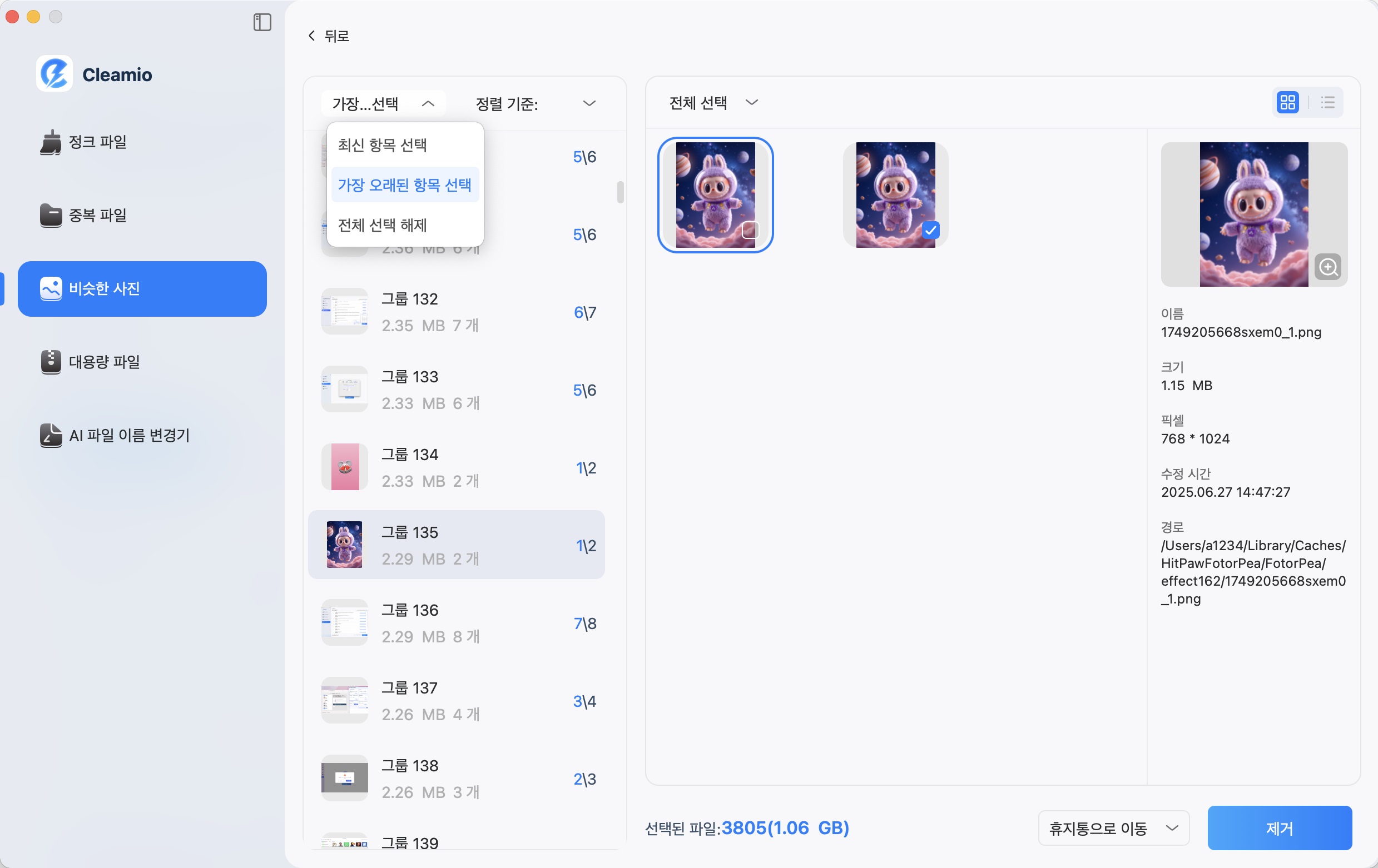 유사 이미지 결과 확인