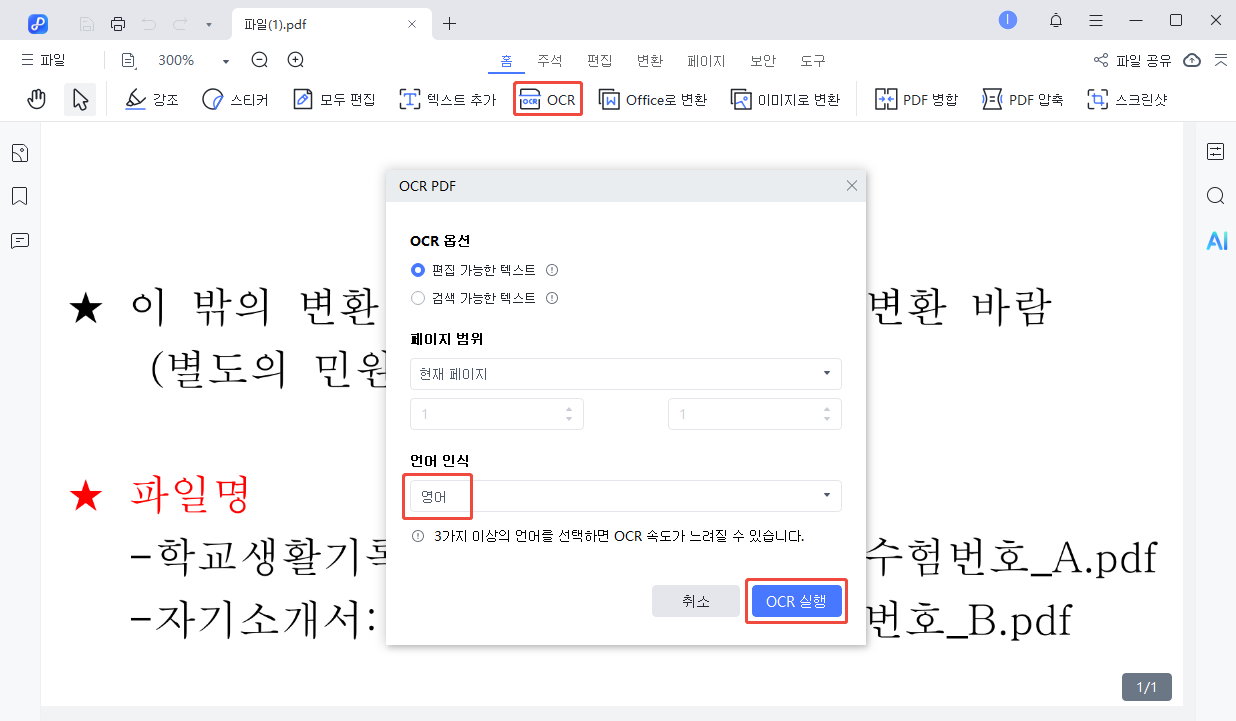 OCR 실행