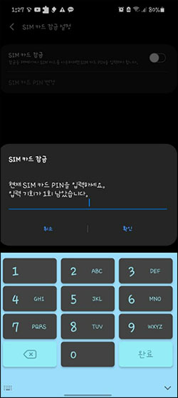 PIN 코드를 입력합니다 