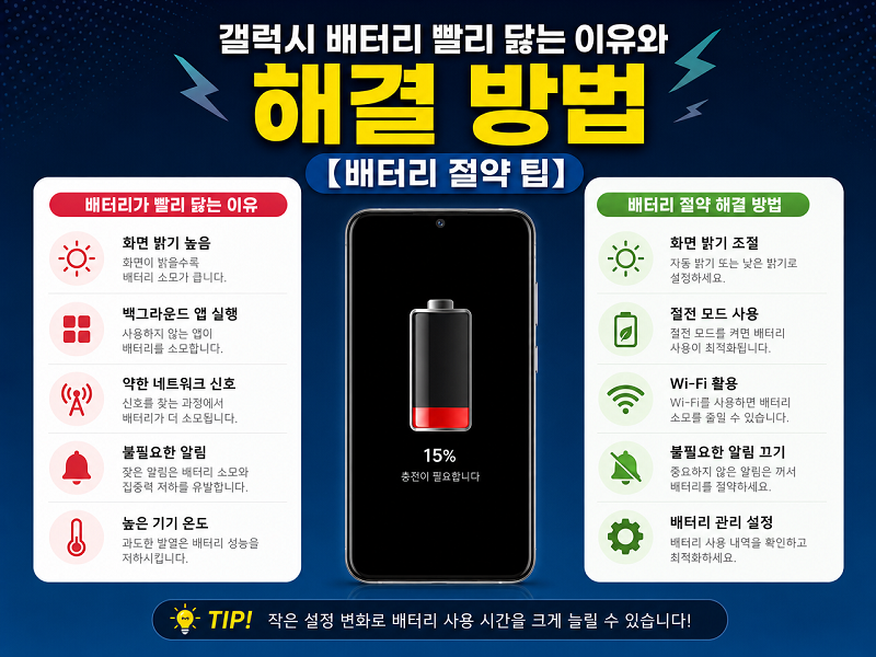 갤럭시 배터리 빨리 닳는 이유와 해결 방법