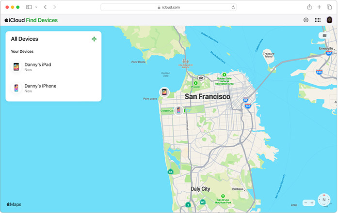 icloud.com에서 기기 찾기