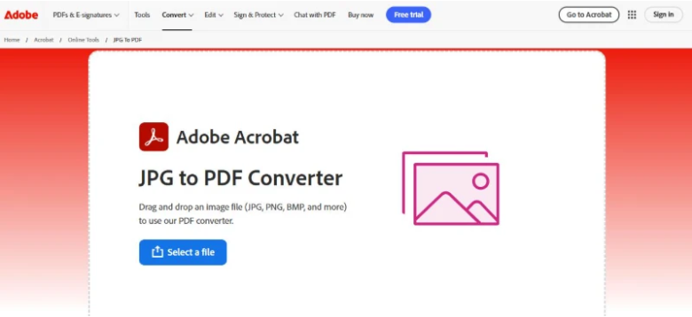 adobe online convert image to pdf step 1