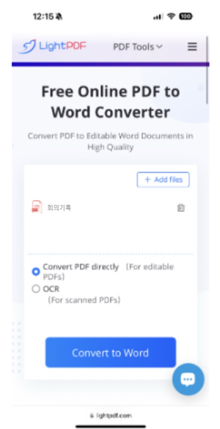 LightPDF Word로 변환