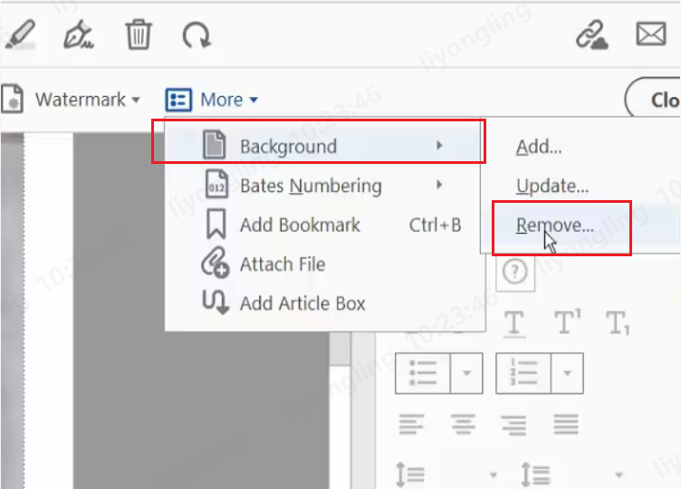 adobe acrobat pro delete background