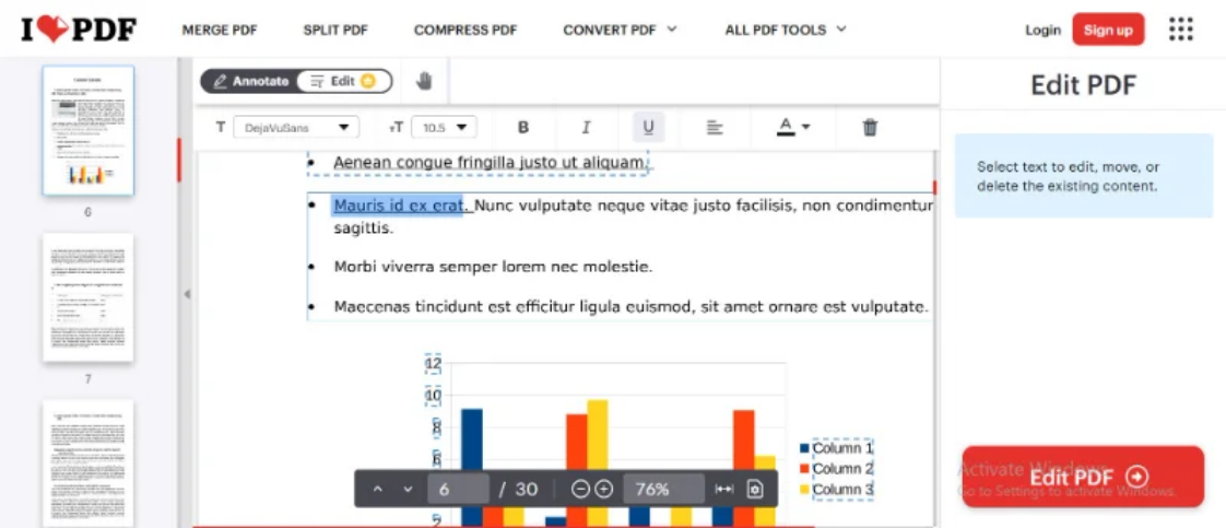 iLovePDF 링크 추가 화면