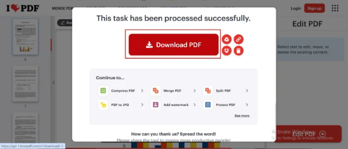 iLovePDF 다운로드 화면