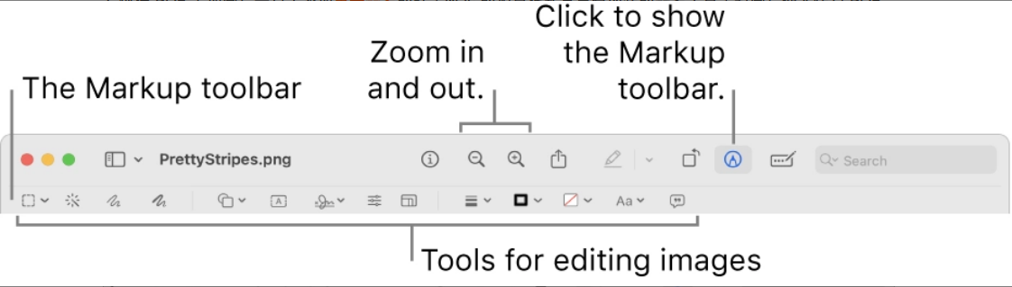 마크업 도구 표시