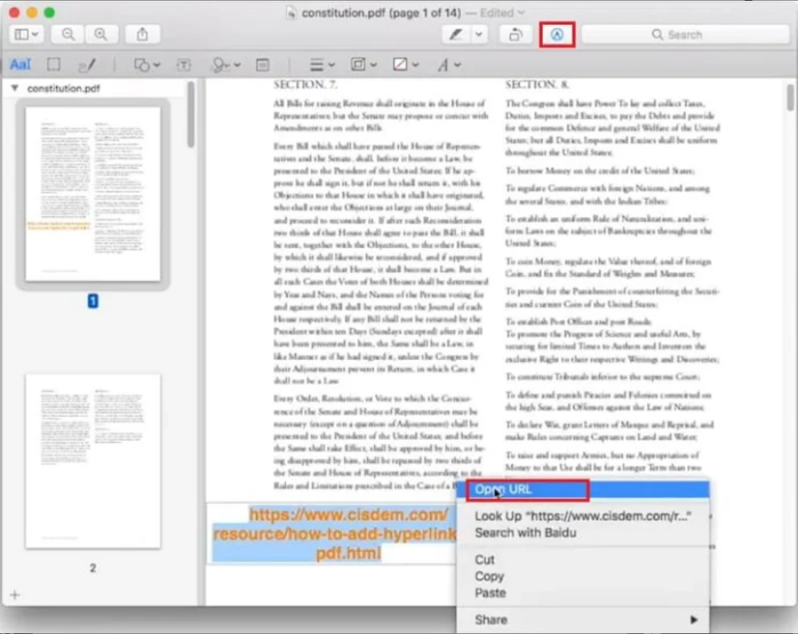 Mac 미리보기 하이퍼링크