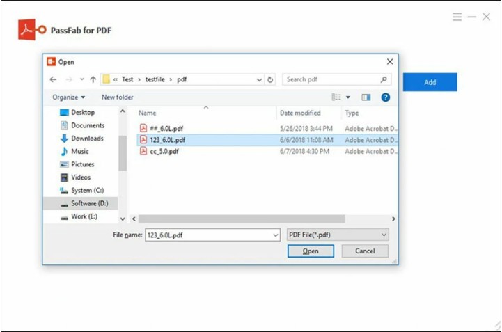 add encrypted pdf in passfab
