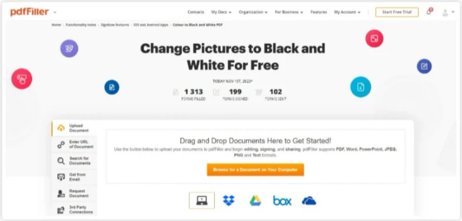 pdfFiller 웹사이트