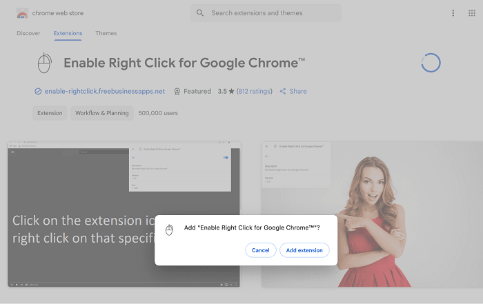 Enable Right Click 확장 프로그램 추가