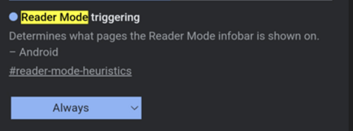 Reader Mode triggering 설정 활성화