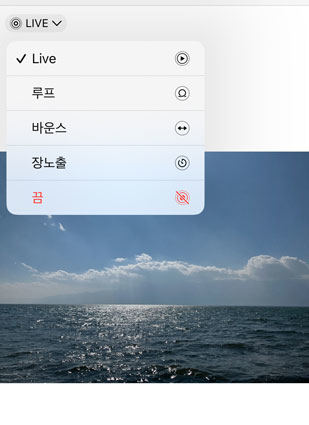  라이브포토 모드 선택