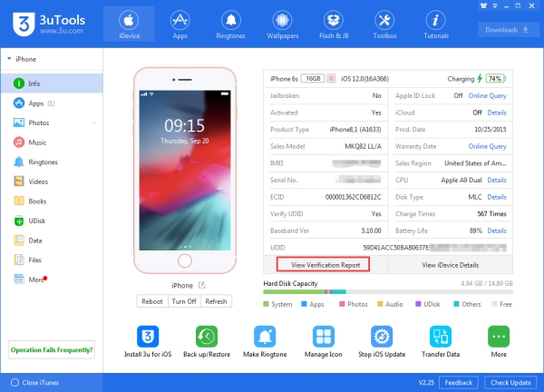 3uTools 인터페이스