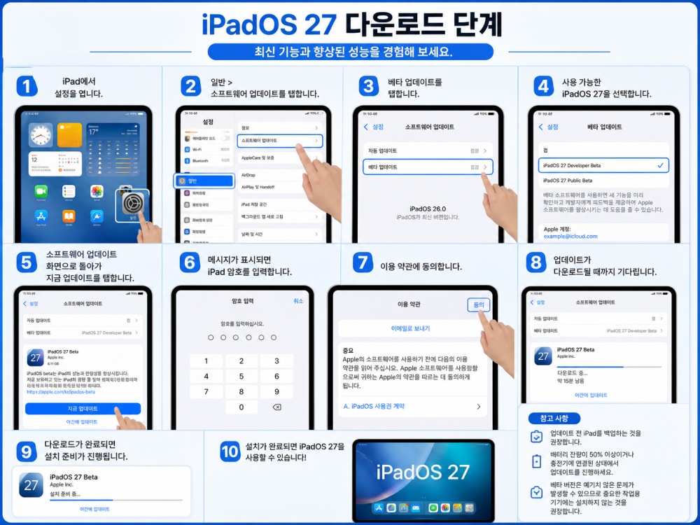 iPadOS 27 다운로드 단계