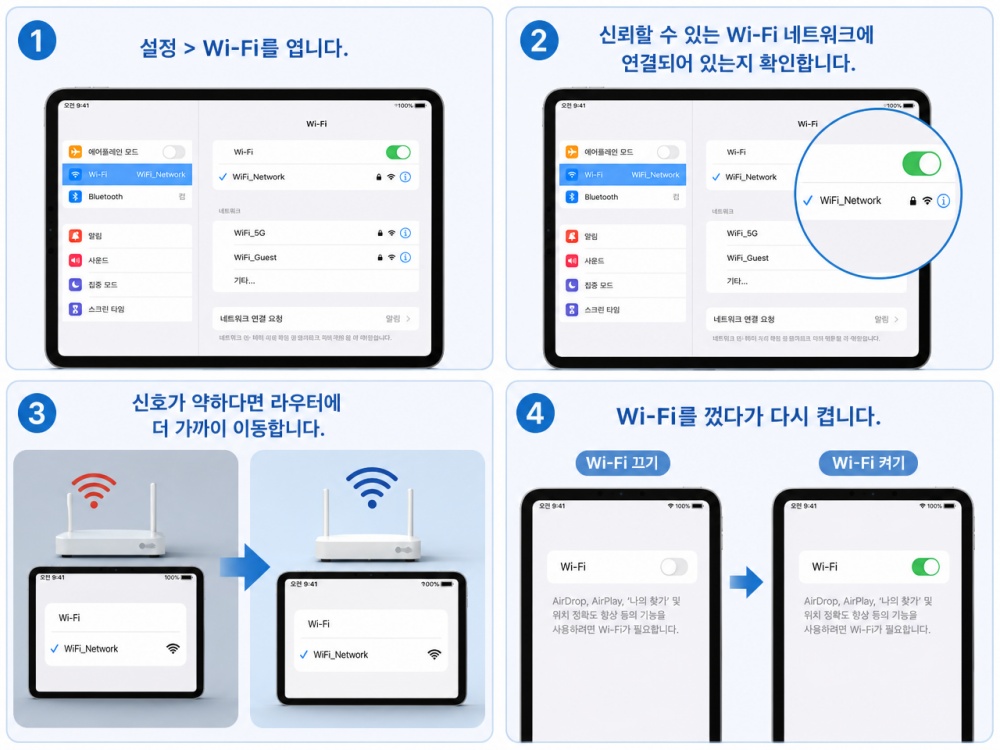 아이패드 인터넷 연결 확인