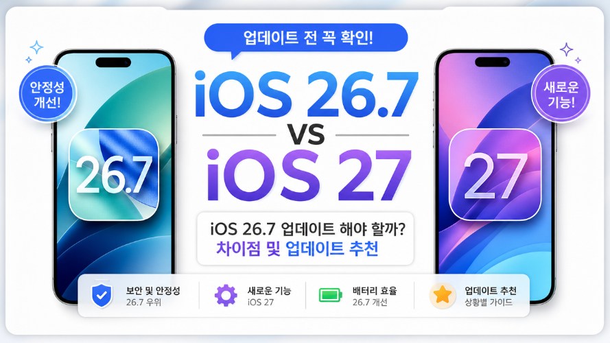 iOS 26.7 VS iOS 27 차이점 및 업데이트 추천