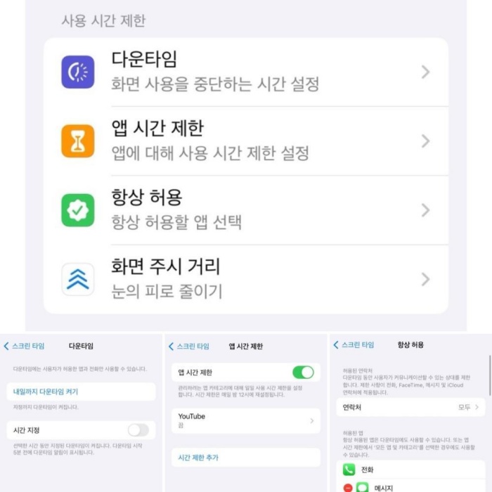 스크린 타임 설정 확인