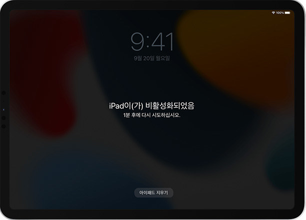 아이패드를 사용할 수 없음