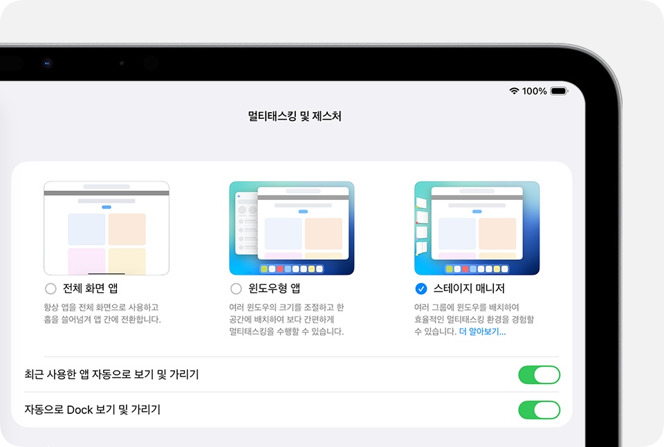 아이패드 스테이지 매니저 비활성화