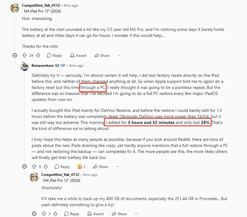 시스템 업데이트로 아이패드 성능 저하