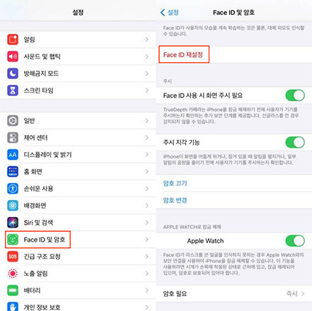 페이스아이디 재설정