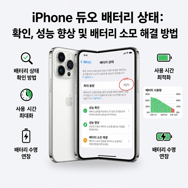 아이폰 듀오 배터리가 빠르게 소모되는 모습