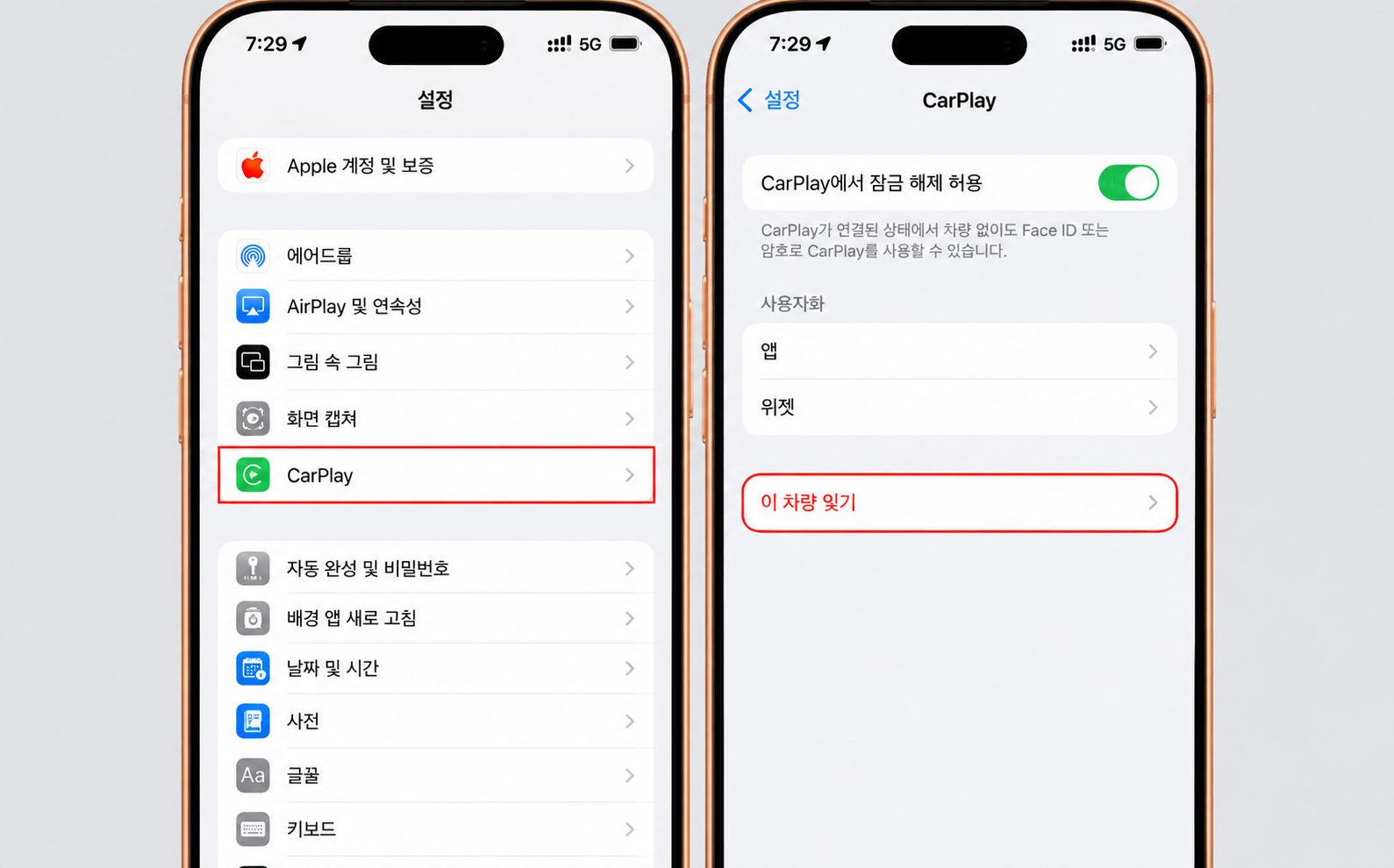 CarPlay 페어링 초기화