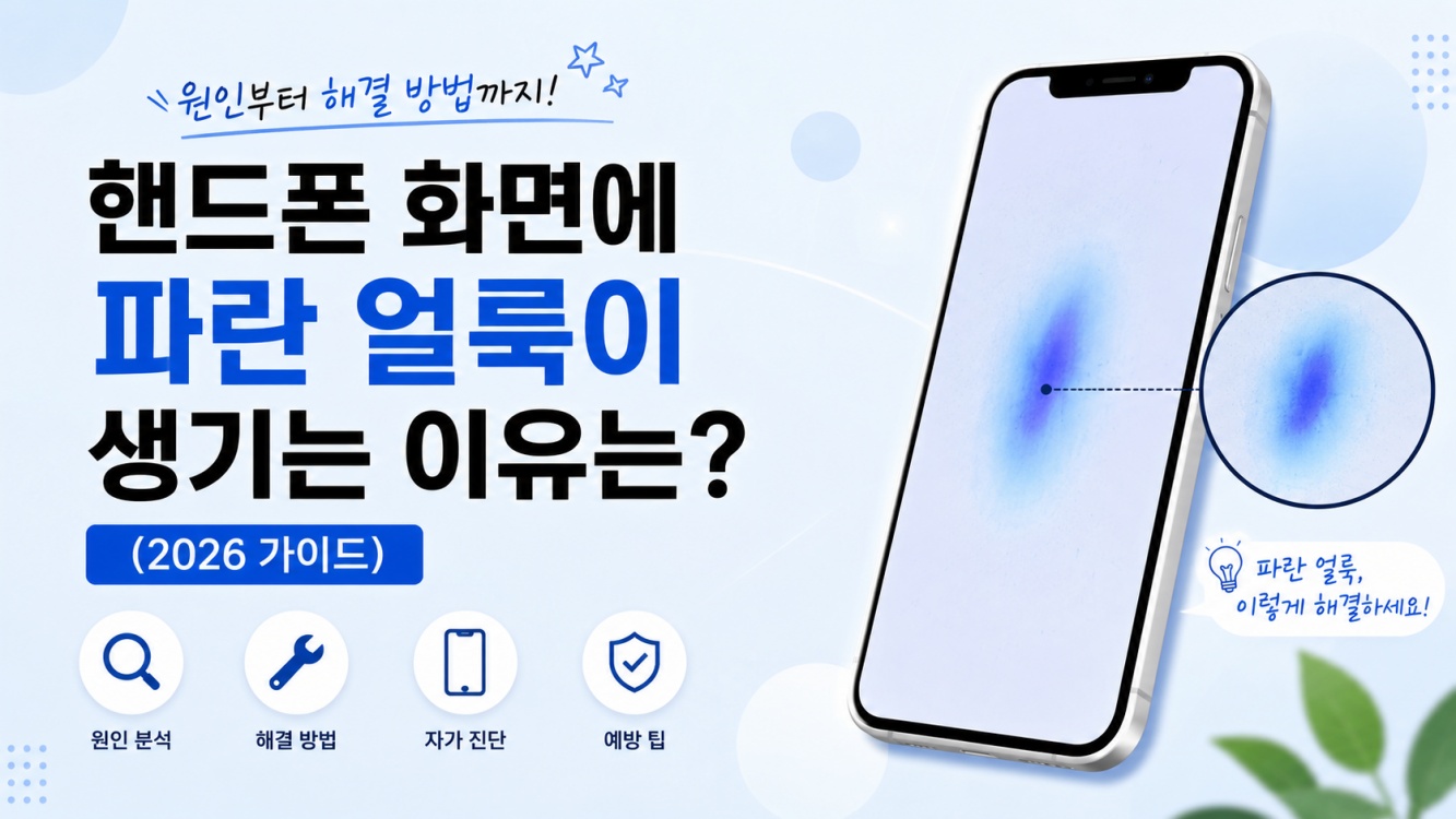 핸드폰 화면에 파란 얼룩