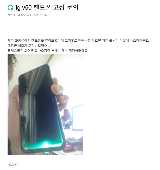 핸드폰 화면에 파란 얼룩 디시