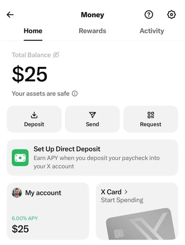X Money 계정에 돈 충전하기