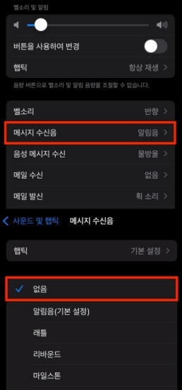 아이폰 재난문자 무음 설정