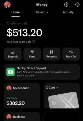 X Money 잔액을 은행 계좌로 출금하기