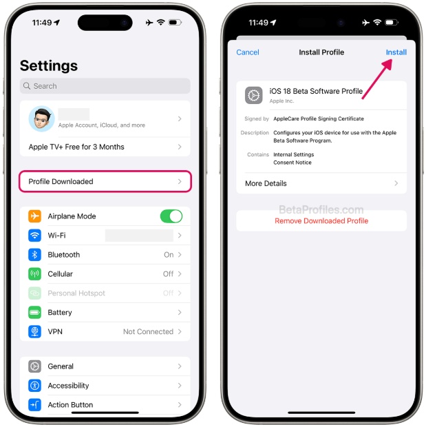iOS 27 베타 프로파일