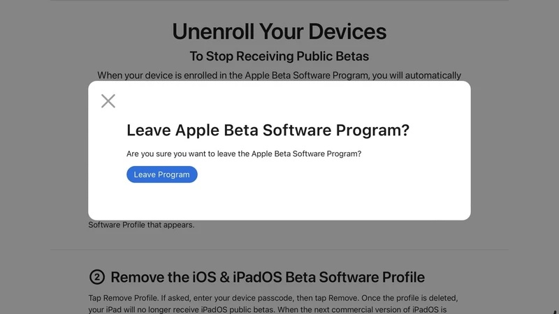 Apple 베타 소프트웨어 프로그램 탈퇴하기