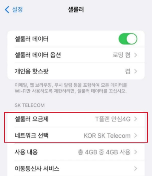 이동통신사 eSIM 지원 여부 확인