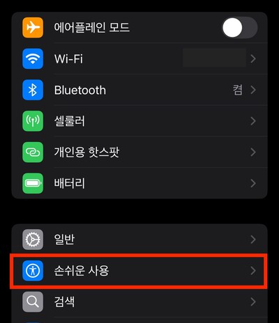 설정 손쉬운 사용