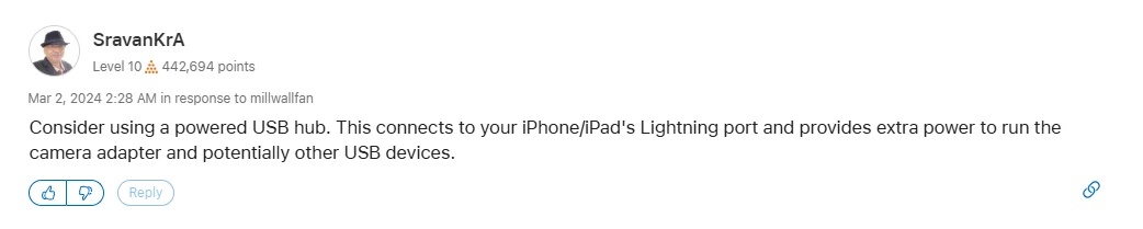 Apple USB 3 카메라 어댑터 사용하기