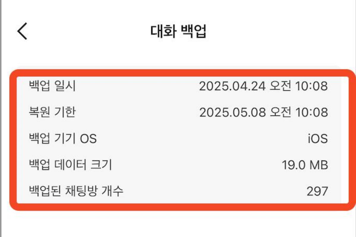 카카오톡 공식 백업