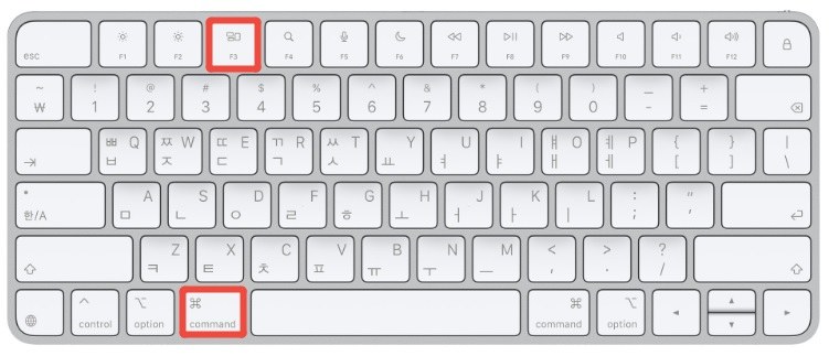 Command + F3으로 바탕화면 숨기기