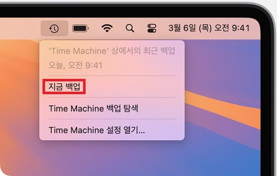 지금 백업 생성