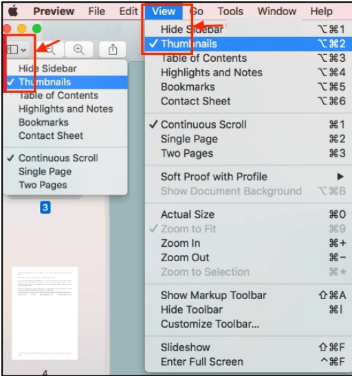 view pdf thumbnails on preview