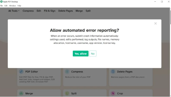 Sejda PDF Editor 설치 화면