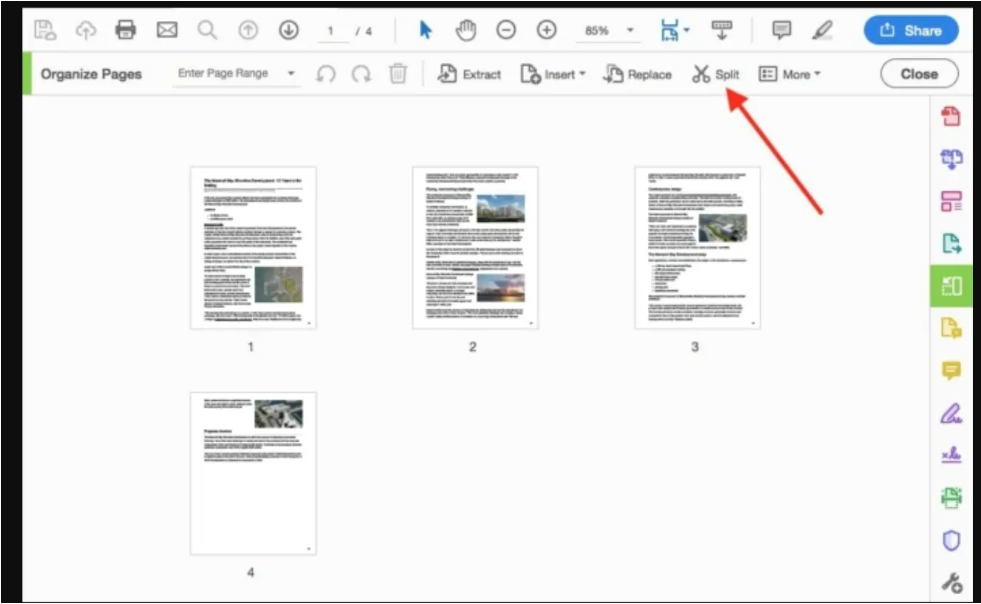 adobe split pdf