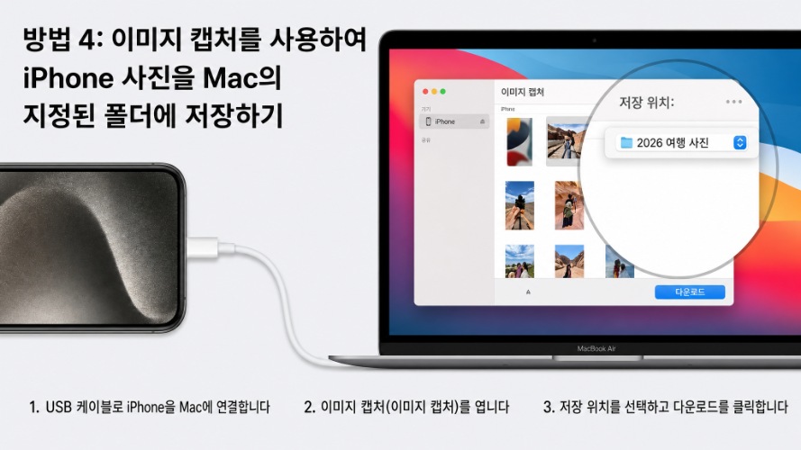 이미지 캡처로 아이폰 맥북 사진 옮기기