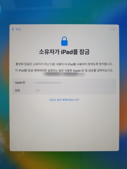소유자가 iPad를 잠금